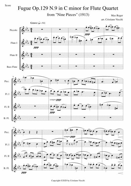 Fugue Op 129 N 9 In C Minor For Flute Quartet Sheet Music