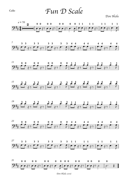 Fun D Scale For Cello Sheet Music