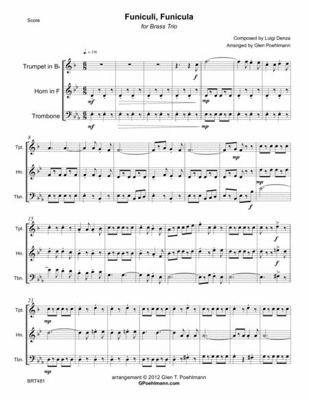 Free Sheet Music Funicculi Funiccula Brass Trio Unaccompanied