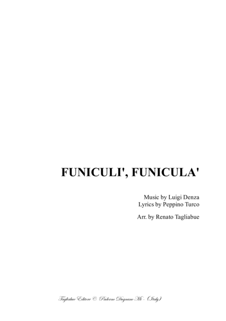 Funiculi Funicula Neapolitan Folk Song For Satb Choir Sheet Music