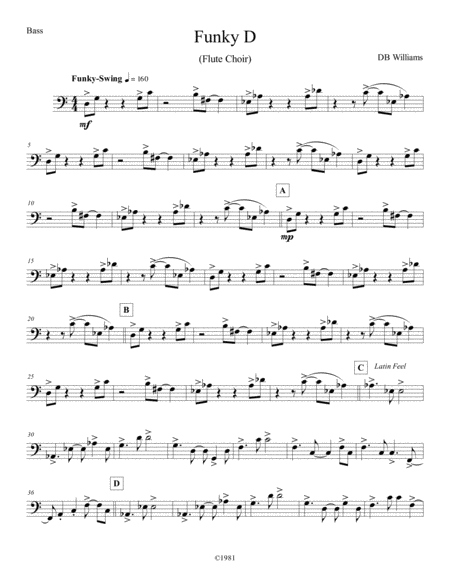 Free Sheet Music Funky D Flute Bass