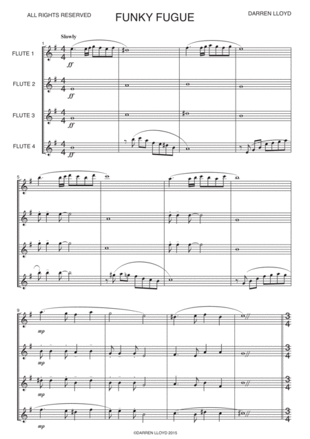 Funky Fugue Flute Quartet Sheet Music