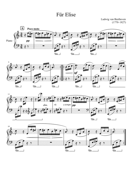 Fur Elise 3 Pages Edition Sheet Music