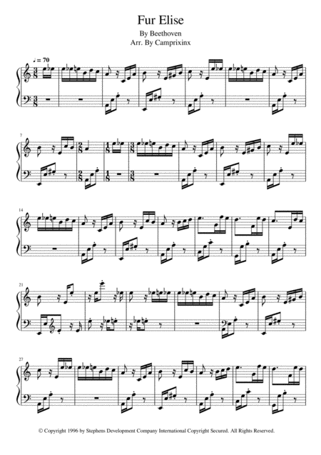 Free Sheet Music Fur Elise Beethoven