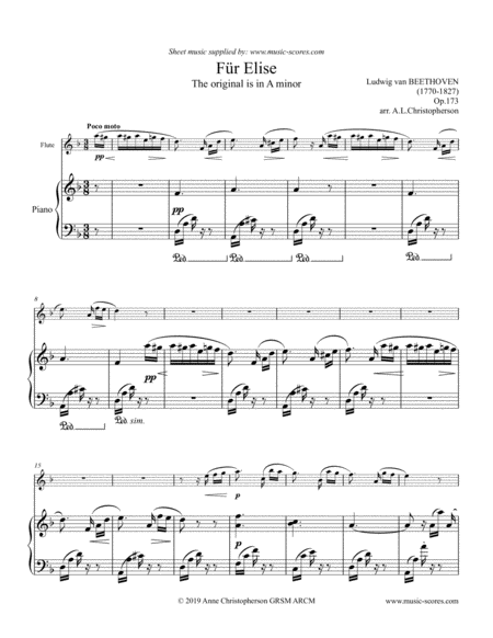 Fur Elise Flute And Piano Sheet Music