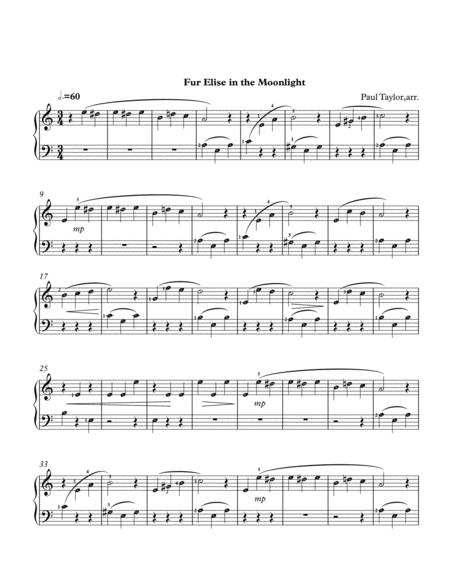 Fur Elise In The Moonlight Sheet Music