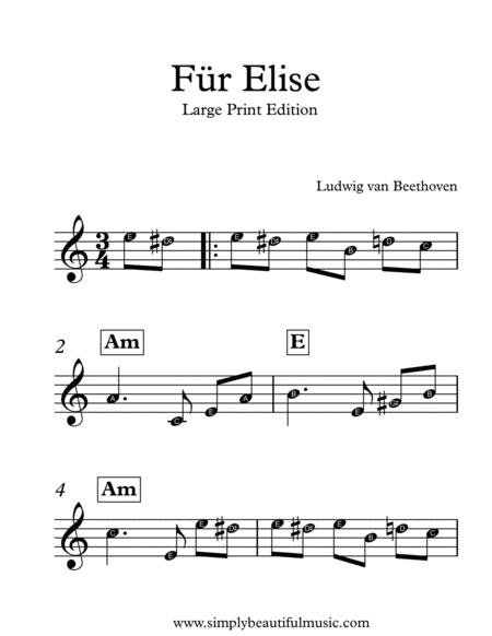 Free Sheet Music Fur Elise Large Print Easy Piano