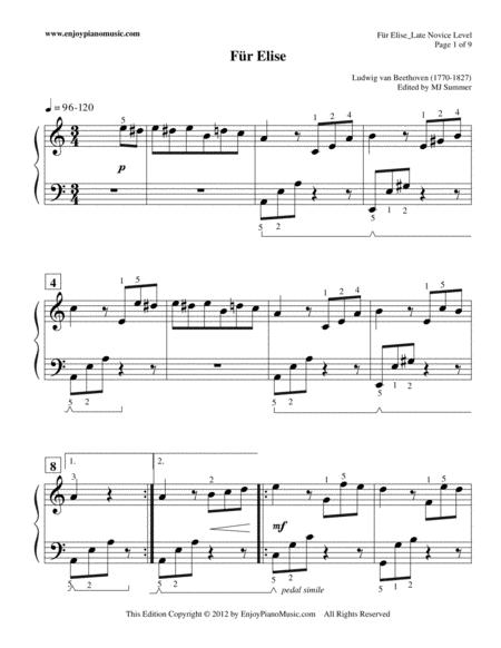 Free Sheet Music Fur Elise Original Piano Solo Re Written In 3 4 Time Signature