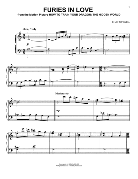 Furies In Love From How To Train Your Dragon The Hidden World Sheet Music