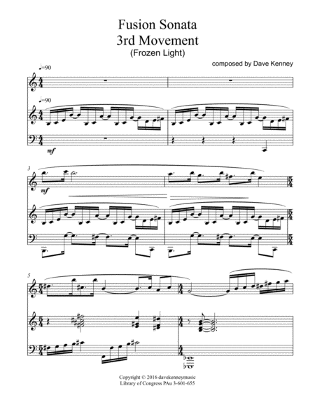 Fusion Sonata For Violin And Piano Frozen Light Sheet Music