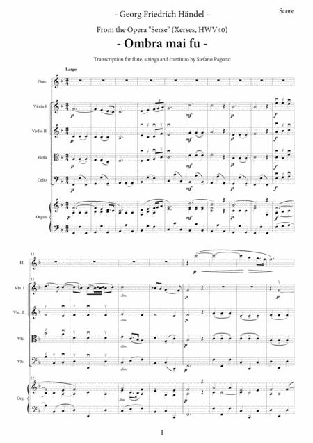 G F Haendel Ombra Mai Fu Largo From Serse Xerses Sheet Music