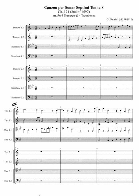 Free Sheet Music G Gabrieli Canzon Per Sonar Septimi Toni A 8 Ch 171