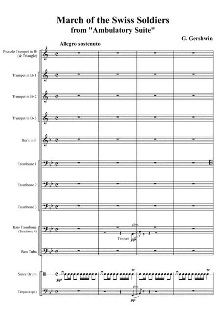 Free Sheet Music G Gershwin March Of The Swiss Soldiers From Ambulatory Suite Arr For Brass Ensemble