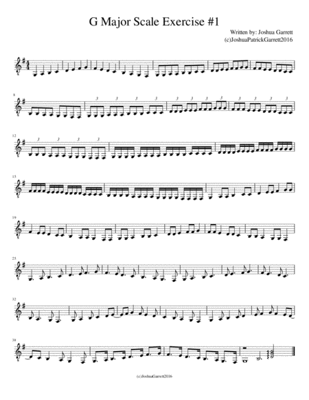 Free Sheet Music G Major Scale Exercise 1