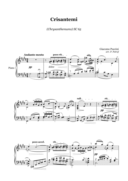 G Puccini Crisantemi Piano Solo Sheet Music