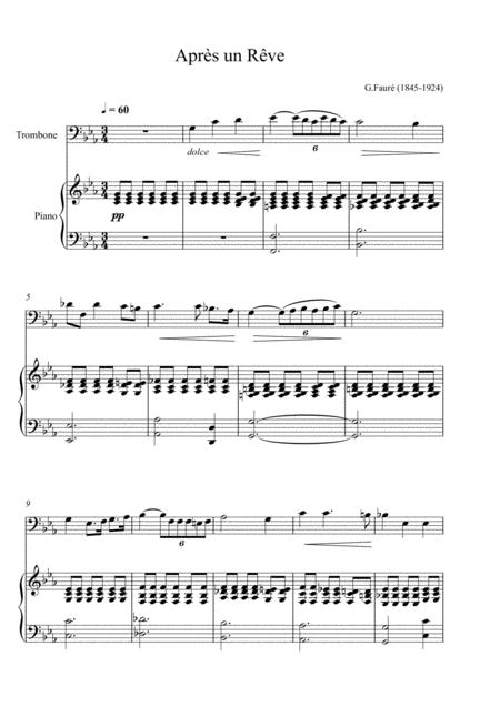 Free Sheet Music Gabriel Faur Aprs Un Rve Trombone Solo