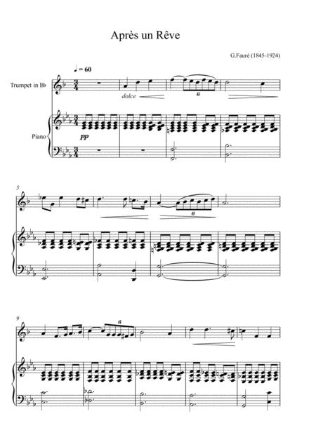 Gabriel Faur Aprs Un Rve Trumpet Solo Sheet Music