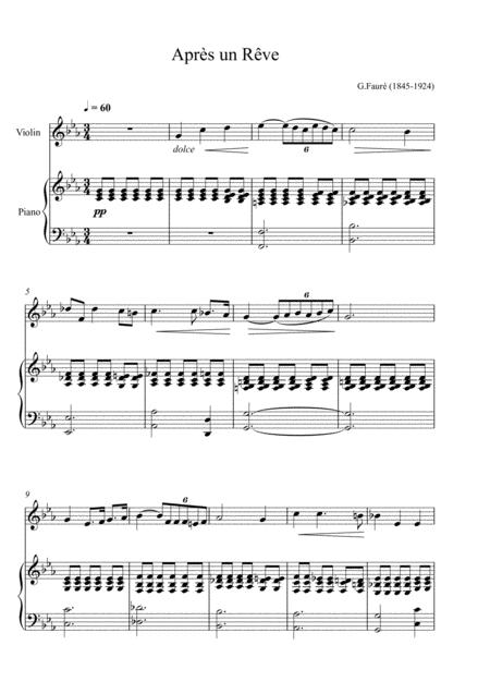 Gabriel Faur Aprs Un Rve Violin Solo Sheet Music