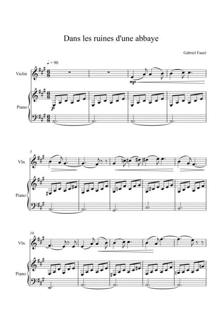 Gabriel Faur Dans Les Ruines D Une Abbaye Violin Solo Sheet Music