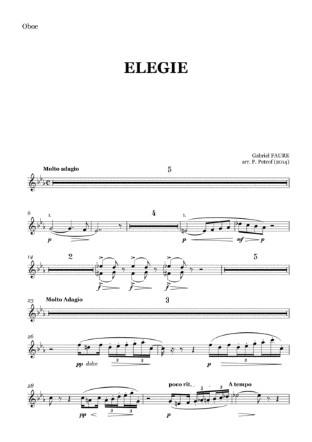 Free Sheet Music Gabriel Faure Elegie Op 24 For Flute Orchestra Parts