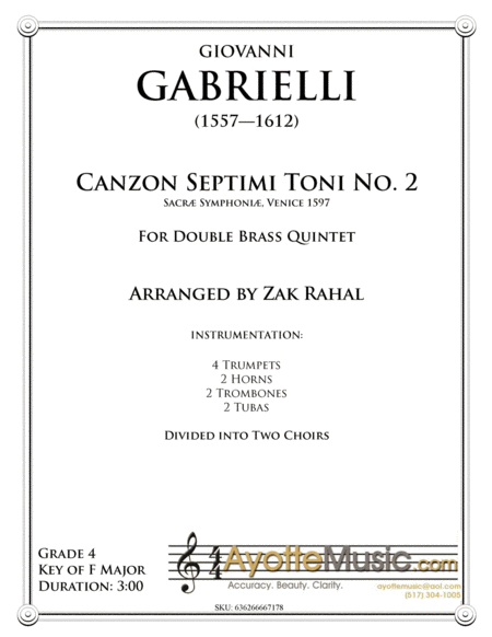 Free Sheet Music Gabrielli Canzon Septini Toni No 2