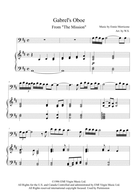 Gabriels Oboe For Cello And Piano Sheet Music