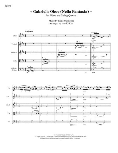 Gabriels Oboe Nella Fantasia For Oboe Ands Quartet Sheet Music