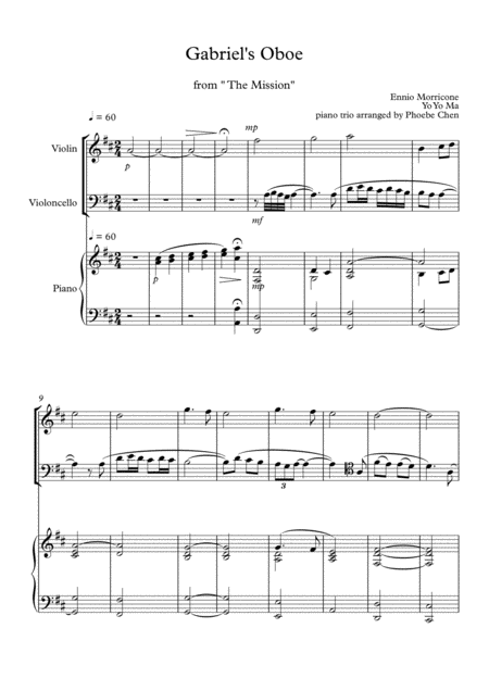 Gabriels Oboe Yo Yo Ma Version Sheet Music