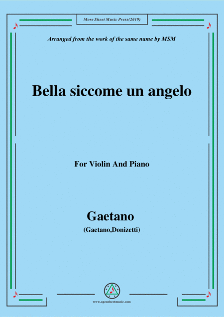 Gaetano Bella Siccome Un Angelo For Violin And Piano Sheet Music