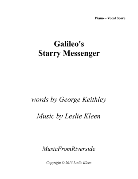 Free Sheet Music Galileos Starry Messenger Piano Vocal Score For Solo Chorus And Speaking Parts