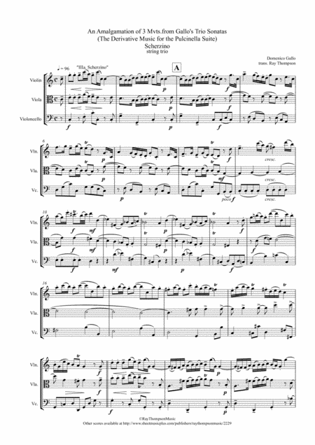 Free Sheet Music Gallo A Compilation Of 3 Mvts From Varioustrio Sonatas The Derivative Music For The Scherzino Of The Pulcinella Suite String Trio