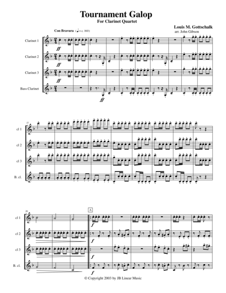 Free Sheet Music Galop For Clarinet Quartet