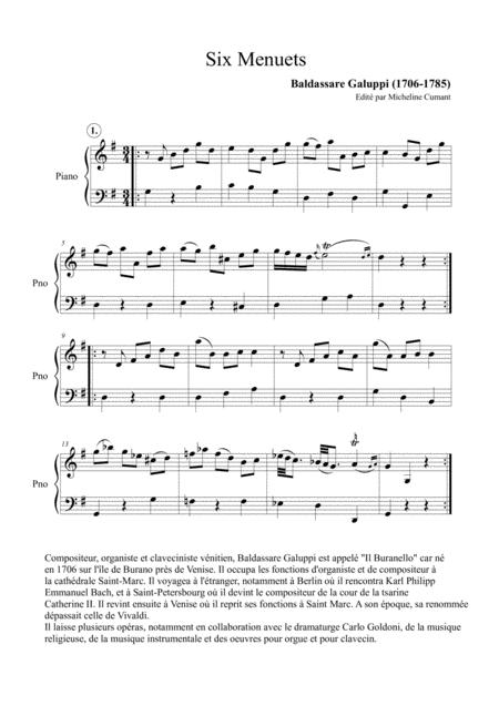 Free Sheet Music Galuppi Six Menuets Pour Clavier