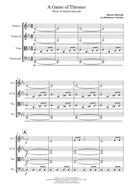 Free Sheet Music Game Of Thromes