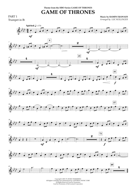 Free Sheet Music Game Of Thrones Brass Ensemble