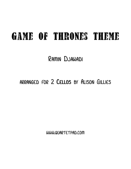 Free Sheet Music Game Of Thrones Cello Duet