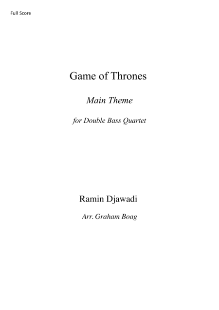 Free Sheet Music Game Of Thrones For Double Bass Quartet