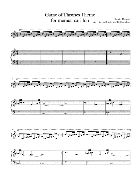 Free Sheet Music Game Of Thrones For Manual Carillon In C Min
