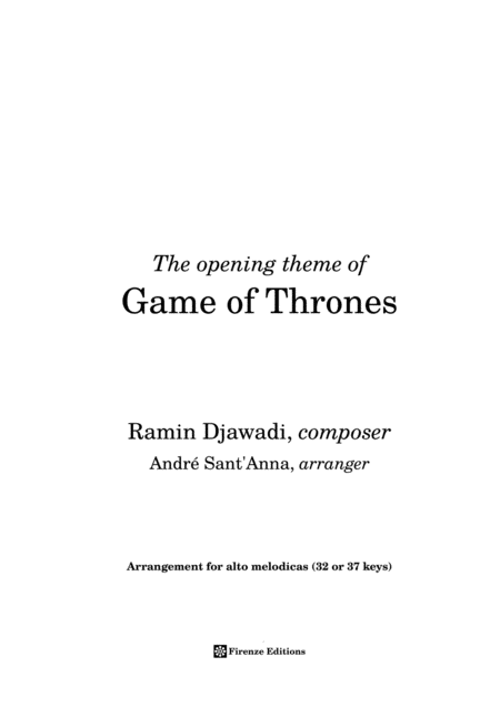 Free Sheet Music Game Of Thrones For Melodicas