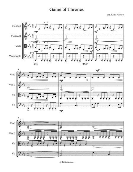 Free Sheet Music Game Of Thrones For String Quartet