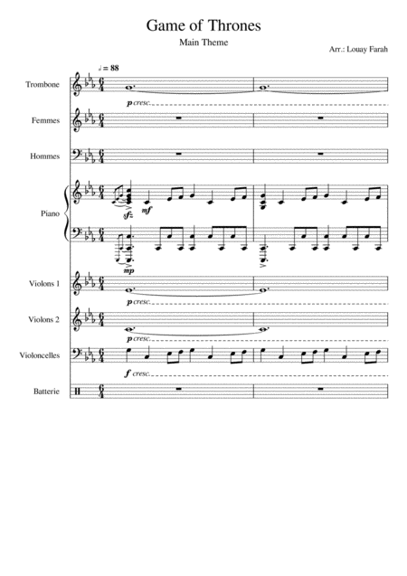 Game Of Thrones Main Theme Sheet Music