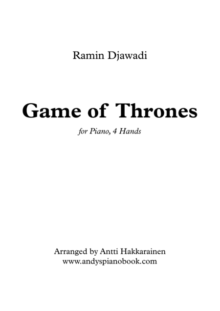 Game Of Thrones Piano 4 Hands Sheet Music