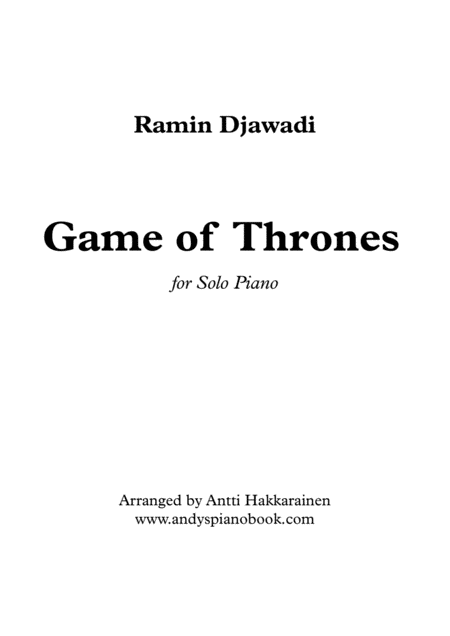 Game Of Thrones Solo Piano Sheet Music