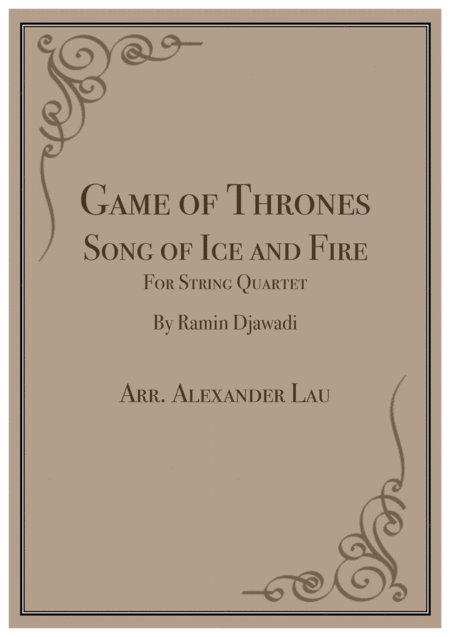 Game Of Thrones Song Of Ice And Fire For String Quartet Sheet Music