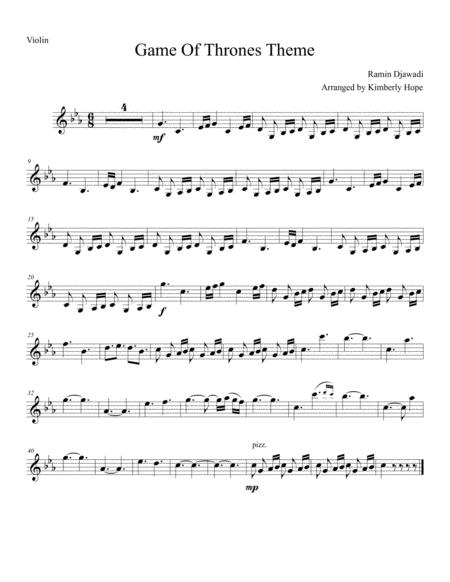 Game Of Thrones Theme Easy Violin Solo Sheet Music