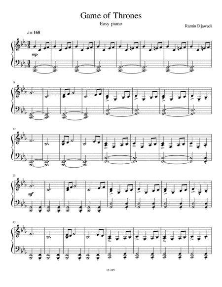 Game Of Thrones Theme Simplified For Beginners Sheet Music