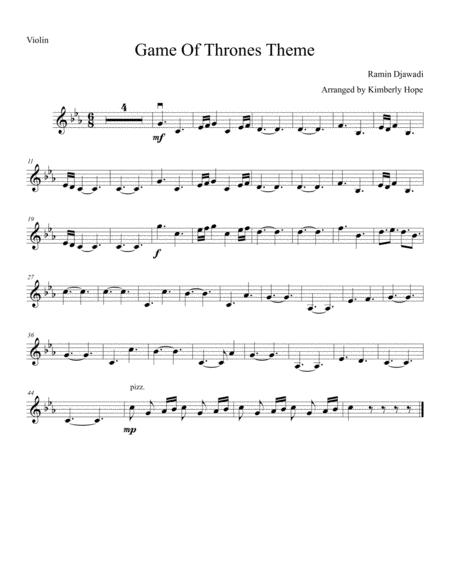 Game Of Thrones Theme Violin Solo Sheet Music