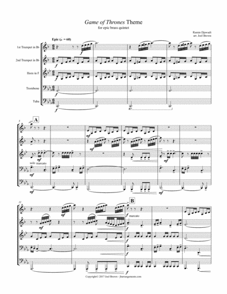 Free Sheet Music Game Of Thrones Theme