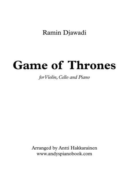 Game Of Thrones Violin Cello Piano Sheet Music