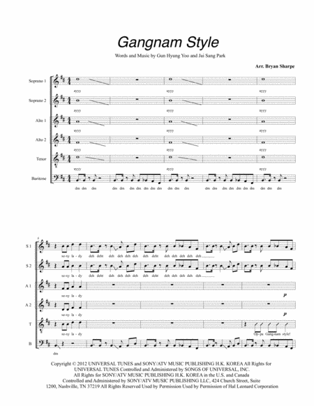 Gangnam Style Sheet Music